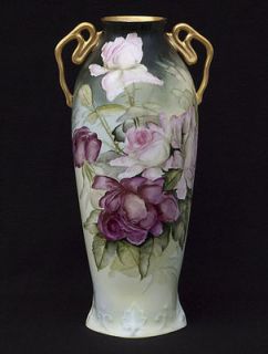 Huge Limoges Art Nouveau Vase Signed E Miler