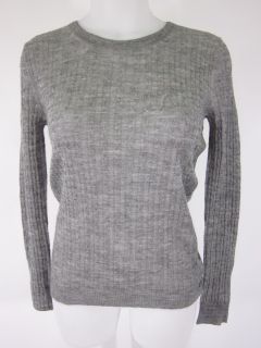 Theory Gray Ribbed Side Button Long Sleeve Sweater s P