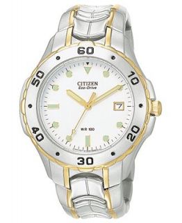 Citizen Watch, Mens Eco Drive Two Tone Stainless Steel Bracelet 42mm