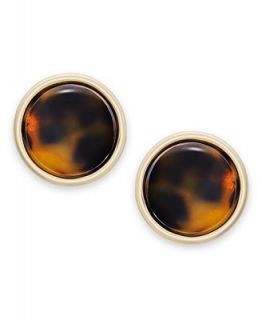 Lauren Ralph Lauren Earrings, 14k Gold Plated Tortoise Button Clip On