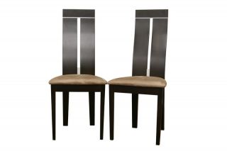 Dark Brown Dining Chair Microfiber Wood Modern Dining Chair Set of 2