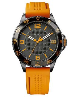Tommy Hilfiger Watch, Mens Orange Silicone Strap 44mm 1790837   All