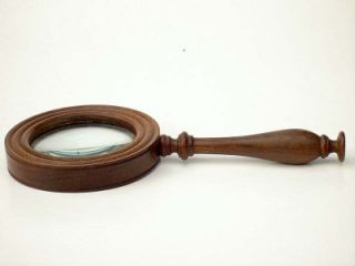 Large Wooden Mahogany Magnifying Glass