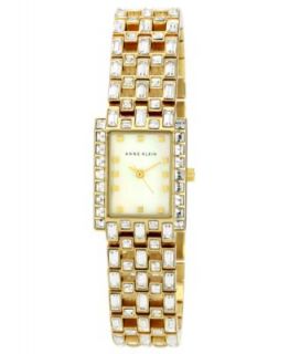 Anne Klein Watch, Womens Crystal Accent Covered Case Gold Tone Bangle