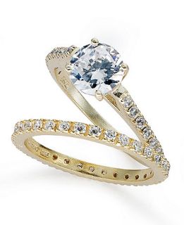 Brilliant 18k Gold Over Sterling Silver Rings Set, Cubic Zirconia