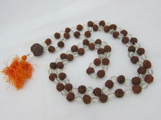 Rudraksha Combination Clear Crystal Meditation Prayer Mala 108+1 Beads