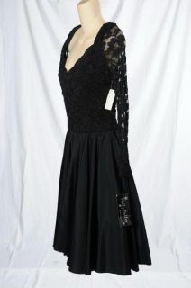 Vintage Molly Malloy Black Lace Full Princess Dress LBD 80s Party