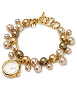 Carolee Watch, Womens Glass Pearl Charm Bracelet 22mm W1589 5060