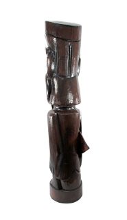 40 inch Hand Carved `Surfing Tiki` Totem with Surfboard
