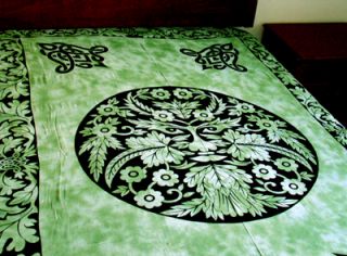 Green Man 100% Cotton Tapestry Decorative Wall Hanging Bedspread Throw