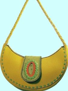 MAIA FRANCE Yellow Pebble Leather NEW American West Style Hobo