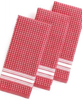 Martha Stewart Collection Kitchen Towels, Set of 3 Waffle Weave Red