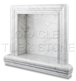 Carrara White Marble Polished Shampoo Niche Shelf Small