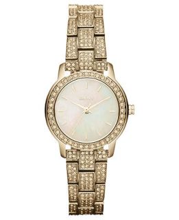 DKNY Watch, Womens Crystal Accent Gold Ion Plated Stainless Steel