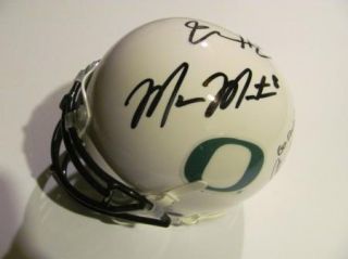 Marcus Mariota deAnthony Thomas Huff Kelly Signed Ducks Mini Helmet