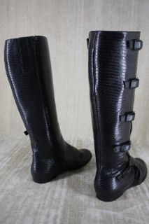 New Maria Sharapova Cole Haan Air Alexis Black Leather Lizard Boots