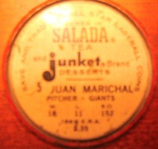 1963 Salada Junket Baseball Coin 5 Juan Marichal