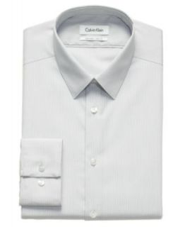 Calvin Klein Dress Shirt, Slim Fit No Iron STEEL Stripe Long Sleeve
