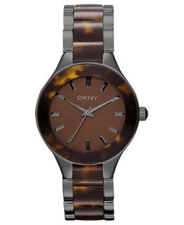 DKNY Watch, Womens Brown Plastic Tortoise and Gunmetal Ion Plated