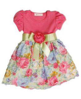 Sweet Heart Rose Baby Dress, Baby Girls Floral Ruffle Special Occasion