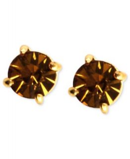 Anne Klein Earrings, Gold tone Topaz Cubic Zirconia Stud Earrings