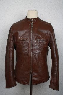 Vtg 60s Brooks Steerhide Cafe Racer Leather Motorcycle Biker Jacket