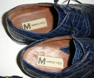 Marco Vicci Blue Crocodile Leather Laced Oxford Shoes Thomas Mens