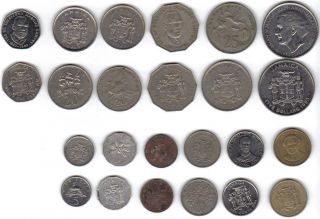 Jamaica 12 PC Circulated Coin Set $0 01 to $5 Crown