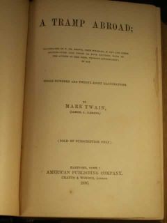 Mark Twain 1880 First Edition 1st State Tramp Abroad