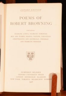 1916 Poems of Robert Browning with Dramatic Lyrics Romances Other with