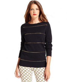 MICHAEL Michael Kors Sweater, Long Sleeve Chain   Womens