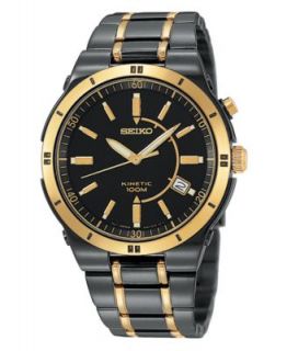 Seiko Watch, Mens Solar Black Ion Plated Stainless Steel Bracelet