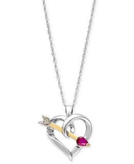 14k Gold and Sterling Silver Necklace, Ruby (1/5 ct. t.w.) and Diamond