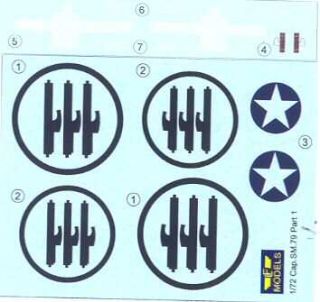 Decals 1 72 Savoia SM 79 in Captured US Markings Mint