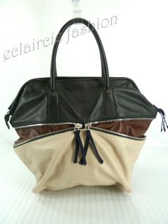 Marni Limited Edition Vitello Zipper Color Block Tote Shoulder Bag
