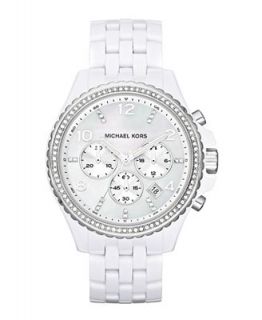 Michael Kors Watch, Womens Chronograph Pilot White Acetate Bracelet