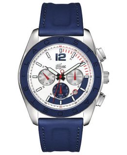 Lacoste Watch, Mens Chronograph Panama Blue Rubber Coated Leather