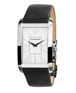 Emporio Armani Watch, Mens Black Leather Strap AR2030