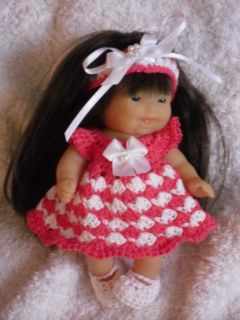 Crocheted Set Clothes for 5 inch Berenguer Doll Itty Bitty OOAK