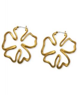 Tahari Earrings, 14k Gold Plated Floral Hoop Earrings