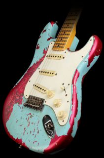 Fender Custom 69 Stratocaster Relic Electric Guitar Daphne Blue Pink
