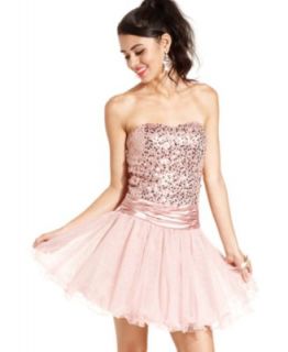 Speechless Juniors Dress, Strapless Sequin Tulle