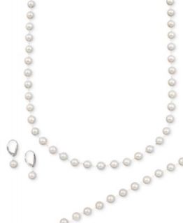 Sterling Silver Set, Tin Cup White Cultured Freshwater Pearl Necklace
