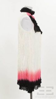 Matthew Williamson Black White Pink Creped Silk Halter Neck Dress Size