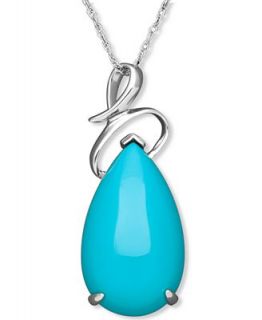 Sterling Silver Necklace, Turquoise Teardrop Pendant (15 24mm)