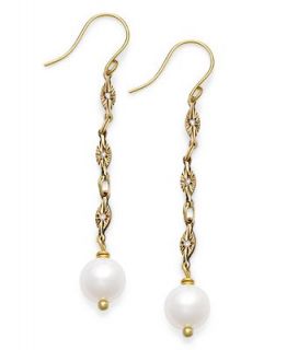 Pearl Earrings, 14k Gold Cultured Freshwater Pearl and Diamond Accent