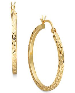 Giani Bernini 24k Gold over Sterling Silver Earrings, Diamond Cut Hoop