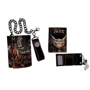 New American McGees Alice Mens Chain Wallet Set w Cheshire Wristband