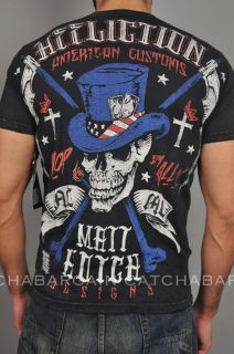 matt hotch tee 100 % cotton tee black self patch with bright red ink