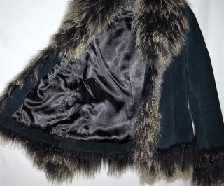 Vintage Adler Collection Black Suede Coat With WILD Black & White